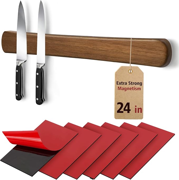 Swaitee Magnetic Knife Holder, 24 Inch, with 6-Pack Self-Adhesive Strips (3.3" × 1.9") – No Drill