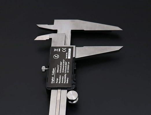 Accusize Industrial Tools Digital Caliper, 12 in/300 mm, 1110-1838 | 300 mm/12 in Range, 0.01 mm/0.0005 in Resolution, ±0.03 mm Accuracy, Metric/Inch, Yellow LCD