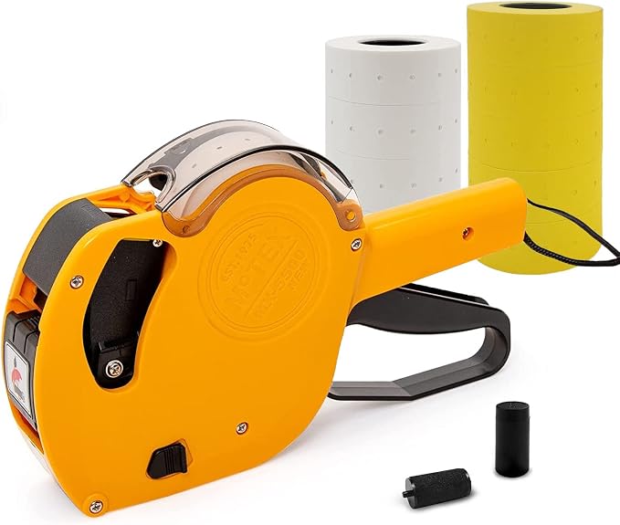 Motex MX-5500 New Version 1 Line 8 Digits Price Tag Gun Kit (Yellow Kit - 4 White + 5 Yellow Rolls)