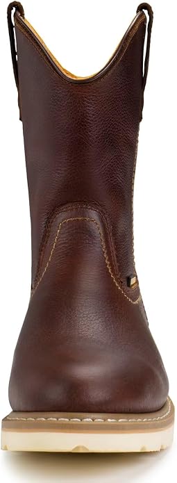 SUREWAY 10in Mens Waterproof Wellington Work Boot,Heavy Duty Pull On Leather Work Boots,GoodyearWelted,Full Grain Leather,Industrial Safety boot Classic Cowboy Boot,EH Rated Steel Toe DK BROWN
