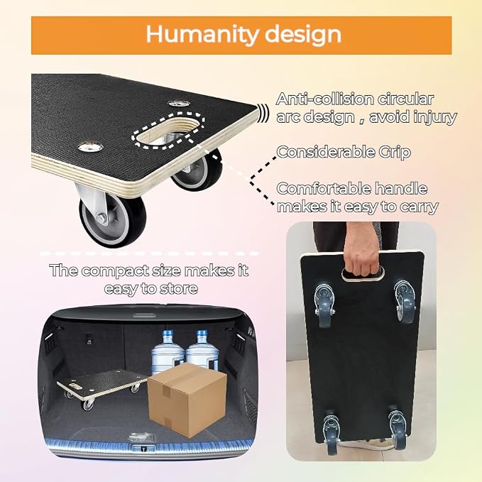 Furniture Dolly 4 Wheels, 22 x 11 inch, Furniture Movers, Two Packs of 1100 lb Load Capacity Heavy Duty Wood Dolly, Moving Dolly with Silent Wheels for Furniture, Piano, Couch, Refrigerator