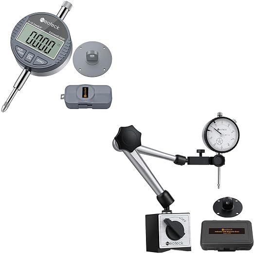Neoteck 0.5" Digital Indicator + 1" Dial Indicator and Magnetic Base