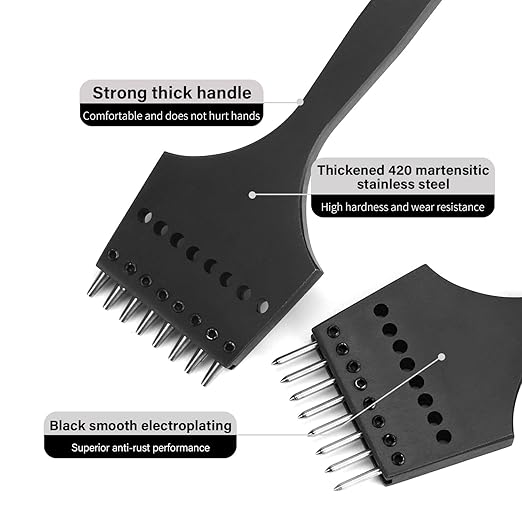 WUTA Leather Stitching Punch, 3nd Removable Round Hole Pricking Irons, Professional Working Hole Punch Tool Set for DIY Leather Craft（3.38mm- 2+9 Hole & 3.85mm- 2+8 Hole）