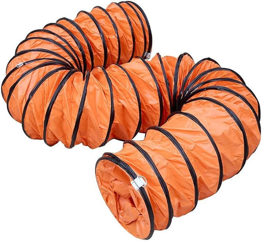 16FT Ducting Hose PVC Flexible Duct Hosing with Adjustable Rope for 8inch Utility Blower Ventilation Fan Exhaust Fan (8inx16ft)