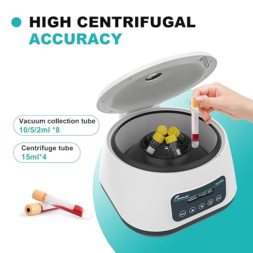 JOANLAB Lab Centrifuge Machine LC400 2ml/5ml/10ml x 8, 15ml x 4 Low Speed 500-4000rpm,1717xg RCF Digital Benchtop Centrifuges w/Timer