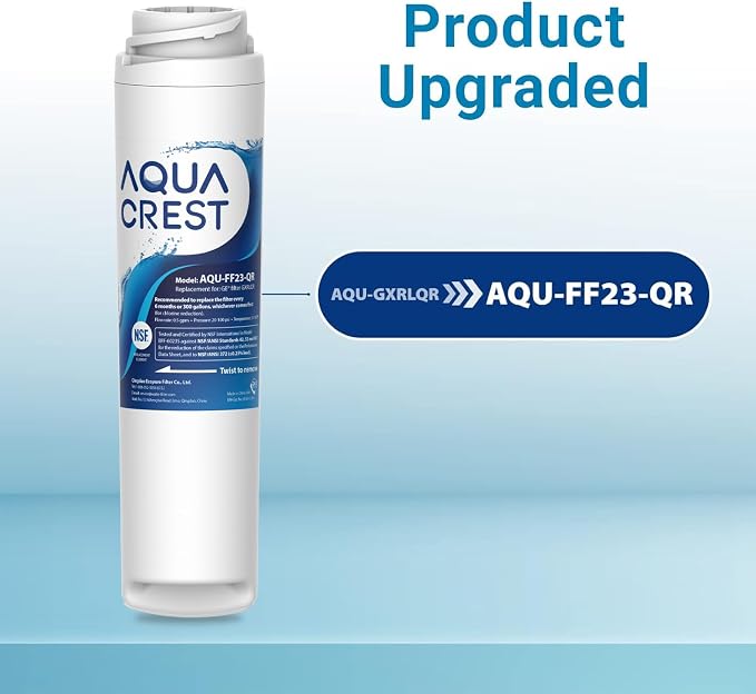 AQUA CREST GXRLQR Under Sink Water Filter, NSF/ANSI 401 Certified, Replacement for GE SmartWater Twist and Lock In-Line GXRLQR Water Filter, Reduces PFAS, PFOA/PFOS, 3 Pack