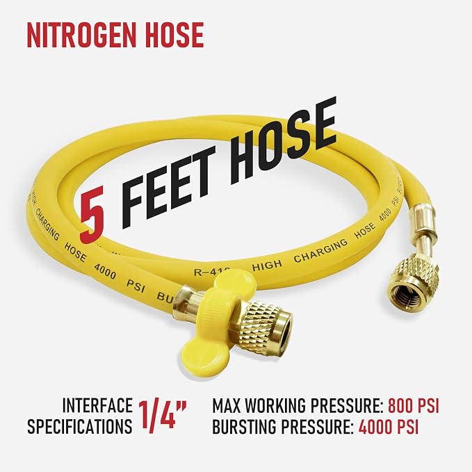 RX WELD Nitrogen Regulator, 0-800 PSI, CGA580 Inlet, 1/4" Flare Outlet | 5FT Hose Included. Output: Adjustable 0-650PSI.