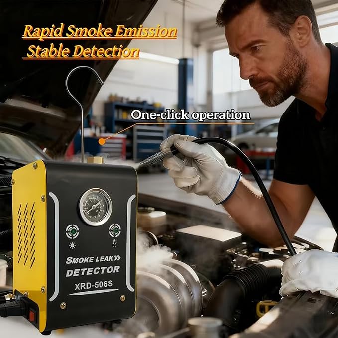 Automotive Smoke Machine with Built-in Air Pump Air Pump and Pressure Gauge–12V DC EVAP Smoke Machine for Cars, Motorcycles,Trucks,Boats & ATVs,New