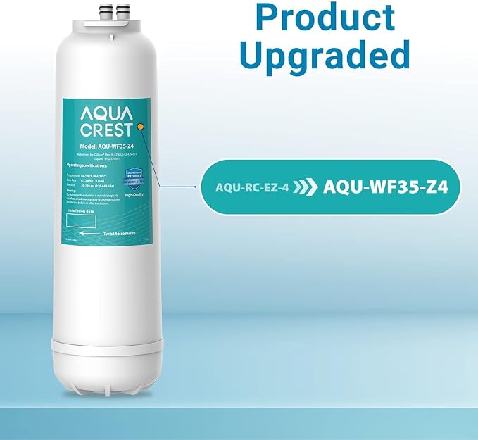 AQUA CREST RC EZ 4 Water Filter, Replacement for Culligan® RC-EZ-4, US-EZ-4, RC-EZ-3, DuPont® WFQTC30001, WFQTC70001, 3000QT Filter, 2K Gallons, 2 Pack