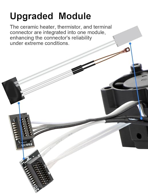P1P P1S Hotend Kit Hardened Steel Nozzle 0.2/0.4/0.6mm with Fan Heater Thermistor | Hardened Steel Nozzle Assembly Hot end with Fan, Thermistor, Ceramic Heater & Extruder Heating Block Replacement