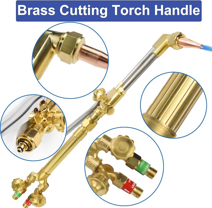 Heavy Duty Cutting Torch Set Oxy Acetylene Torch Kit,Portable Gas Cutting Torch and Welding Kit with Acetylene Oxygen Gas Regulator Welding Hose Welding Glasses (23576#)