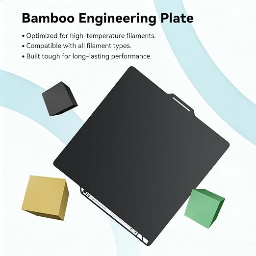 Bamboo Original Engineering Plate 257x257mm Double Sided Smooth PEI Build Plate for Bambu Lab P1S/P1P/P2S/X1C/X1E/A1/X2D 3D Printer,Upgrade PEI Build Plate Removal Spring Steel Sheet