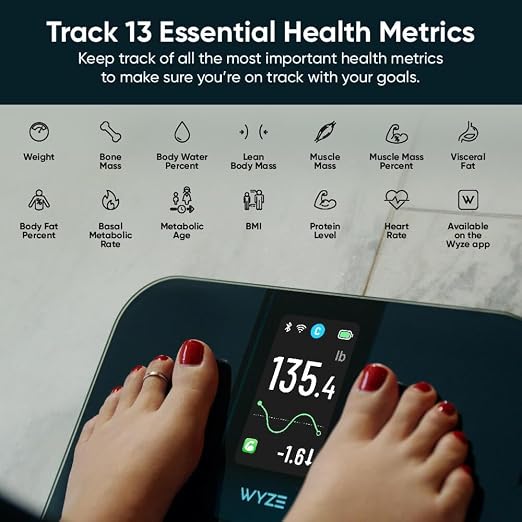 Wyze Scale Ultra, Smart Scale with 4.3" Color Display, Digital Scale for Body Weight BMI Muscle Mass, Heart Rate Monitor, Wi-Fi & Bluetooth Weight Scale with Baby/Pet/Luggage Mode, 400lbs