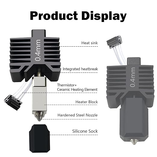 Upgraded 3PK 0.2MM 0.4MM 0.6MM P1S/P1P Hotend, Integrated Nozzle Leak-Proof | Hot End Full Assembly, Print Head Nozzle Extruder, High Temperature Sensor, Ceramic Thermistor, Quick-Swap for Bambu Lab