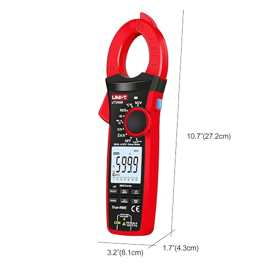 UNI-T Digital Clamp Meter UT208B Inrush Current AC/DC 1000A TRMS HVAC Volt Amp Ohm Meter Clamp On Multimeter Auto Ranging 6000Counts Voltage Frequency LPF ACV Capacitance Duty Cycle Temperature Tester