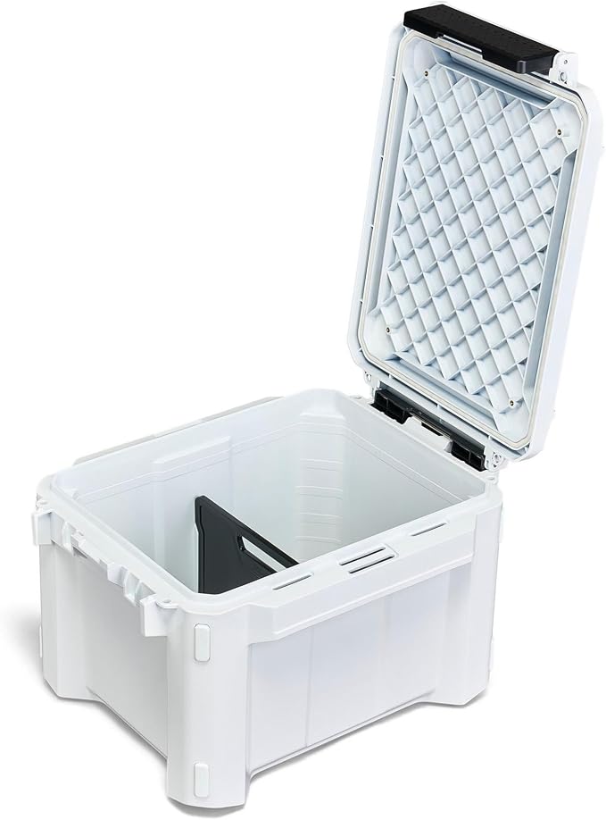 Plano GoNow Box, Waterproof Gear Storage, Heavy-Duty Outdoor Utility Container with Tray and Dividers for Tools and Accessories, Small, White