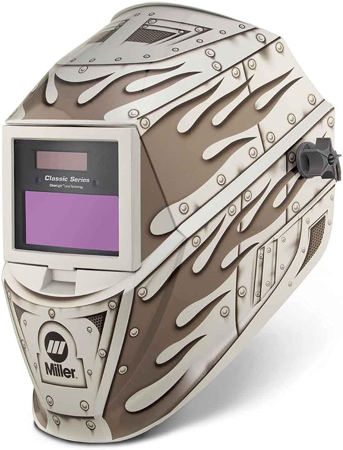 Miller Classic Series Auto-Darkening Welding Helmet - Professional TIG/MIG Welding Mask with ClearLight Technology, High Definition Optics, Variable Shade 8-13, Comfortable Headgear, Metalworks