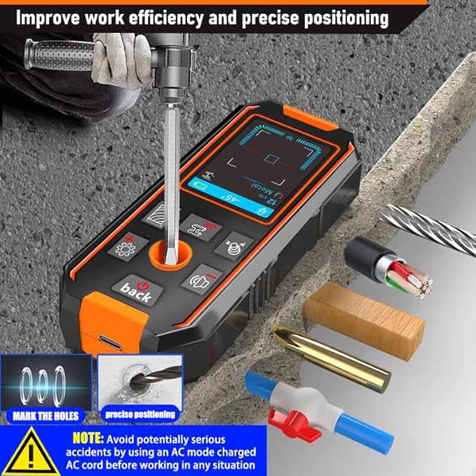 Stud Finder Wall- 3 in 1 Finder Wall Scanner for Testing Behind Walls Wood AC Wire Metal Studs Joist Pipe with Upgraded Smart sensors, high-Definition LCD Display and Audible Alarms. (NF-513).