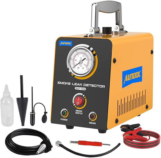 Automotive Smoke Machine EVAP Leak Detector Vacuum Leak Tester 12V Car Fuel Pipe System Leakage Locator Built-in Air Compressor Motor with Pressure Gauge for Car, Motorcycle, Truck, Boats and More