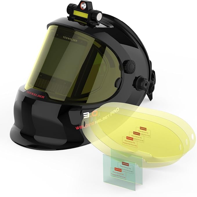 YESWELDER Welding Helmet with LED, Digital Filter, Side View & Replacement Lens
