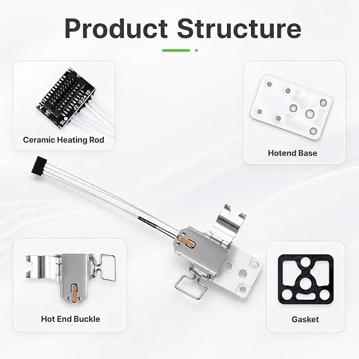 Genuine Bamboo lab Latest Upgraded Hotend Heating Assembly for Bambu Lab A1 & A1 Mini, Replacement Hot End Kit with Heating Block for 3D Printer