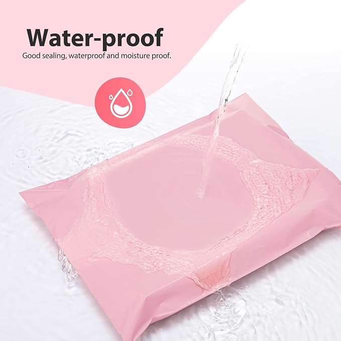 Fuxury Poly Mailers 14.5x19 Inch 200Pcs, Bulk Shipping Bags for Clothing, Strong Adhesive Shipping Envelopes for Small Business Suppliers,Waterproof Mailers Poly Bags Mailing Envelopes Pink
