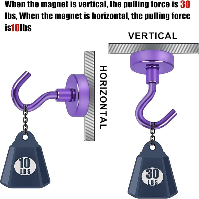 DIYMAG Magnetic Hooks, 30Lbs Strong Heavy Duty Cruise Magnet S-Hook for Classroom, Fridge, Hanging, Cabins, Grill, Kitchen, Garage, Workplace and Office Etc, (20 Pack-Purple)