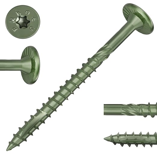 2-7/8 Inch Heavy-Duty Outdoor Deck Screws, 250Pcs Star Drive Decking Wood Screws, Rust Resistant Timber Screws for Timber/Log/Landscaping Wood (#14 x2-7/8 Green)