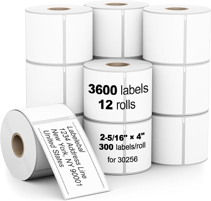(3600 Labels/3-Proof 1" Core) Labelebal Replacement for DYMO 30256, 2-5/16" x 4"(59 mm x 101 mm) Direct Thermal Labels Postage Address Shipping Labels Compatible for DYMO & Rollo & Zebra Printer