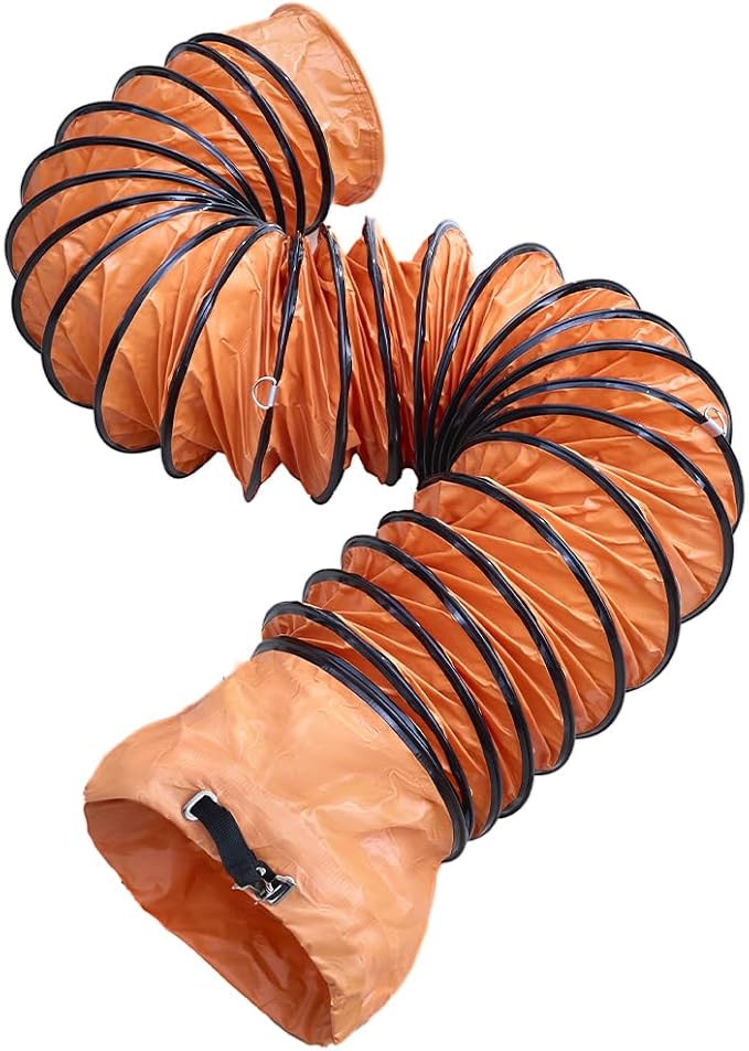8 Inch PVC 25 FT Flexible Duct with Adjustable Connecting Belt and D-Shaped Rings for Utility Blower Ventilation Fan Exhaust Fan (8in x 25ft)