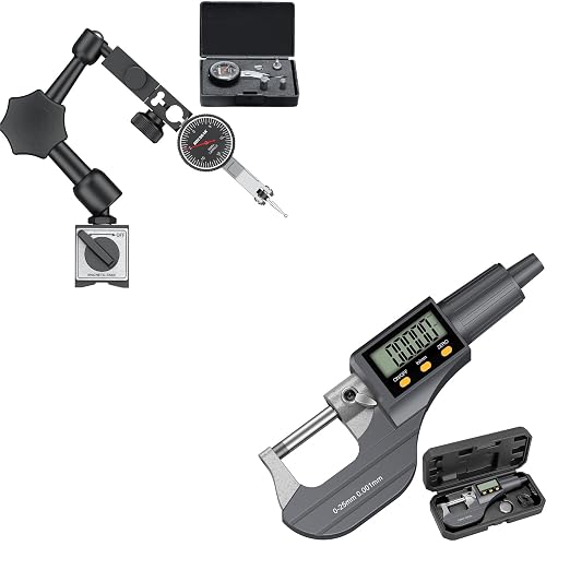 HDLNKAK Dial Test Indicator with Magnetic Base Stand（90lbs /40kg),Digital Outside Micrometer (0-1”/25mm), 0.00005"/0.001mm Precision