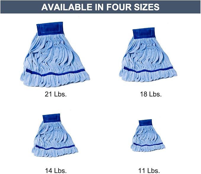 Arkwright Microfiber Tube Mop Head Replacement - (Bulk Case of 12) Heavy Duty, Lint Free, Super Absorbent & Bleach-Safe, Janitorial Essential for Commercial & Industrial Floor Cleaning, 14 oz, Blue
