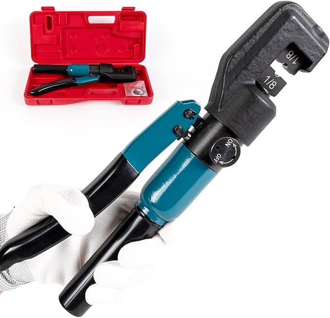 Muzata Custom Cable Railing Crimping Tool Hydraulic Crimper Hydraulic Crimping Tool for 1/8" Stainless Steel Cable Railing Kit Wire Rope Swaging Kit CR09