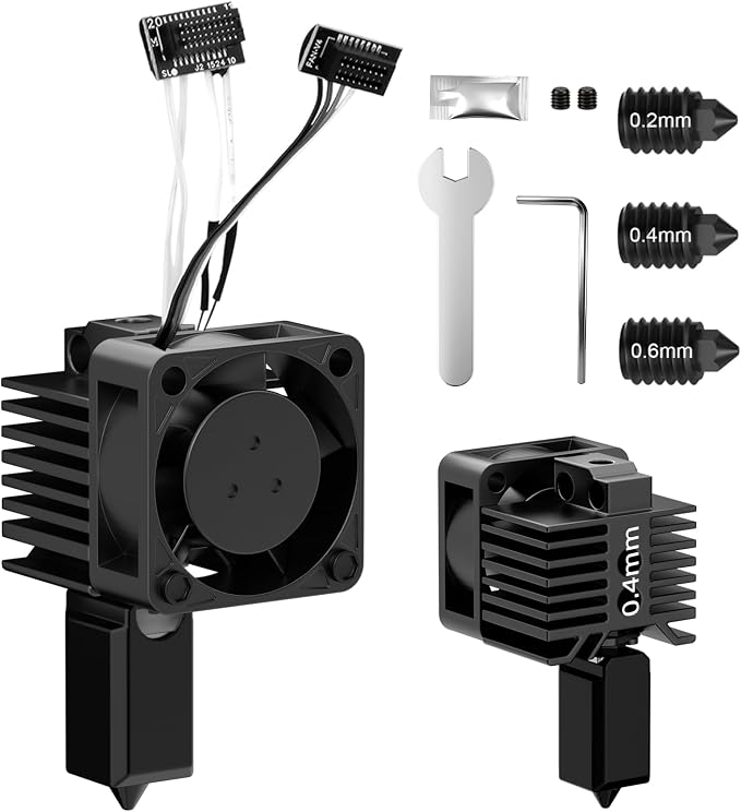 BURMONG P1P P1S Hotend Complete Kit, Hotend Complete Kit for Bambu Lab P1P/P1S 3D Printer, Full Assembly 0.2/0.4/0.6 mm Hardened Steel Nozzle with Ceramic Heater, Extruder Heating Block Replacement
