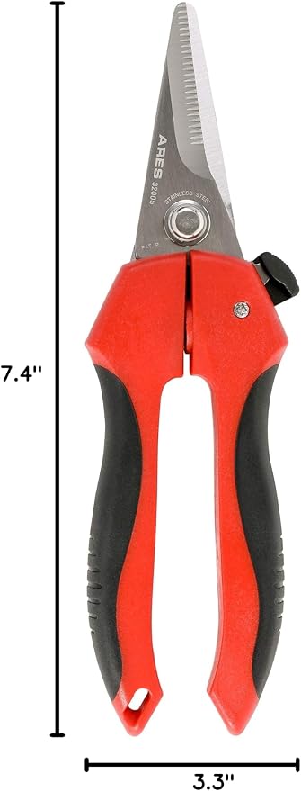ARES 32005-7 1/2-Inch Multi-Purpose Shears - Finely Serrated High Carbon Stainless Steel Blades - Cuts Wire, Insulation, Soft Cable and More