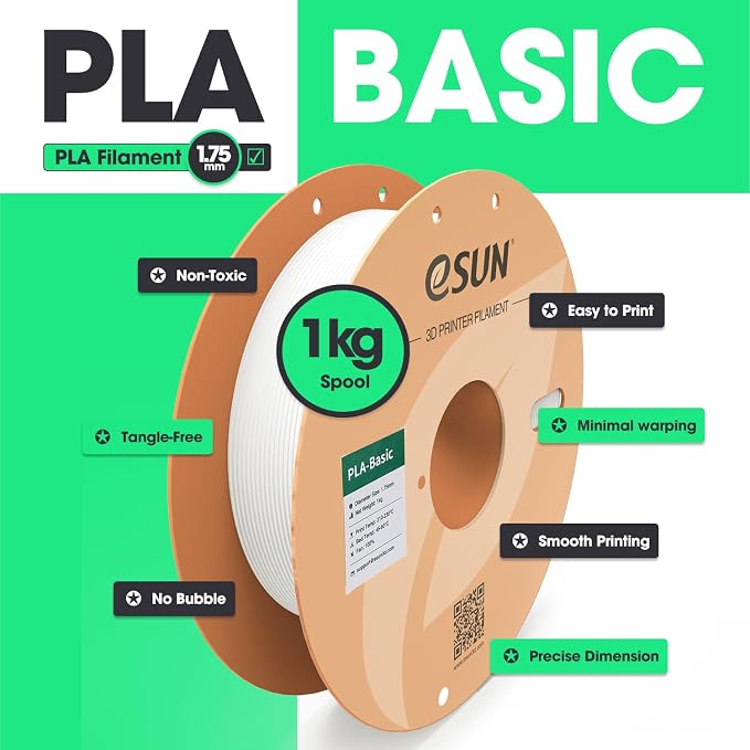 eSUN PLA Basic Filament 1.75mm, 2 * 1KG Spool (2.2 LBS) 3D Printer PLA Filament, Fits for Most FDM 3D Printers, 4PCS Light Blue Bundle Set