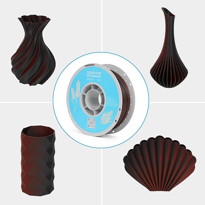 TECSONAR Matte Dual Color PLA 3D Printer Filament 1.75mm,1kg Spool (2.2lbs), Dimensional Accuracy +/- 0.02 mm Matte Black Red