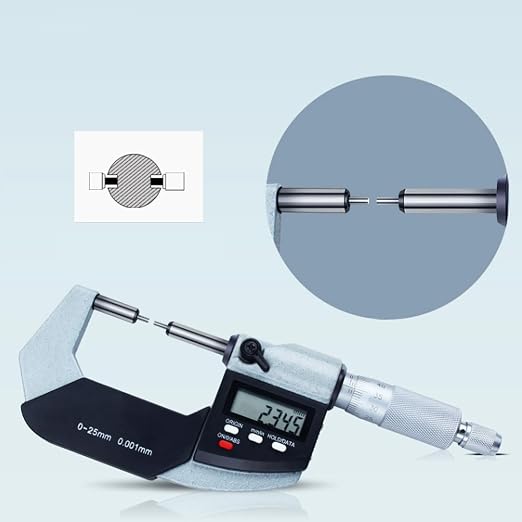 Spline Micrometer, 2x5mm Spline, Electronic Micrometer Measuring Tool, 0-1"/0-25mm, 0-1"/0.00005", Inch/Metric