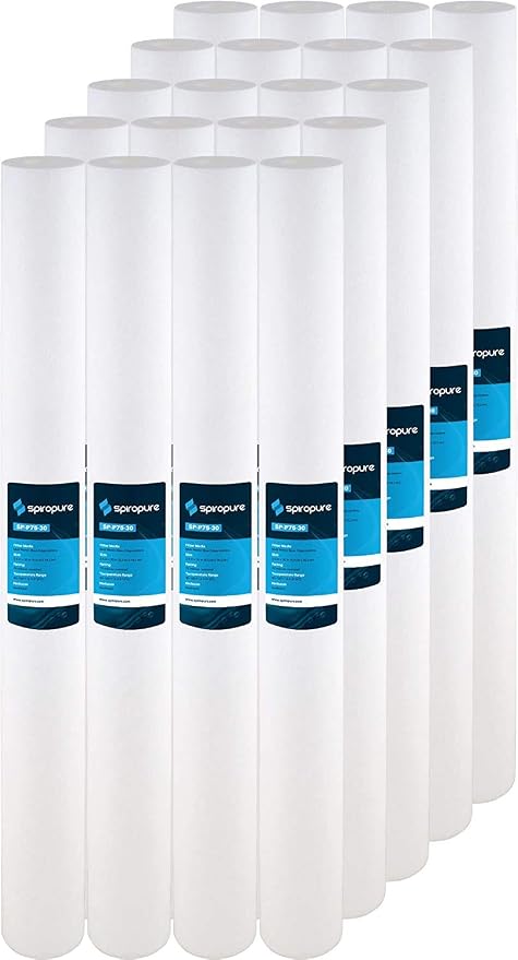 SpiroPure SP-P75-30 30x2.5 75 Micron Spun Melt-Blown Polypropylene Sediment Water Filter Cartridge SDC-25-3075 (Case of 20)