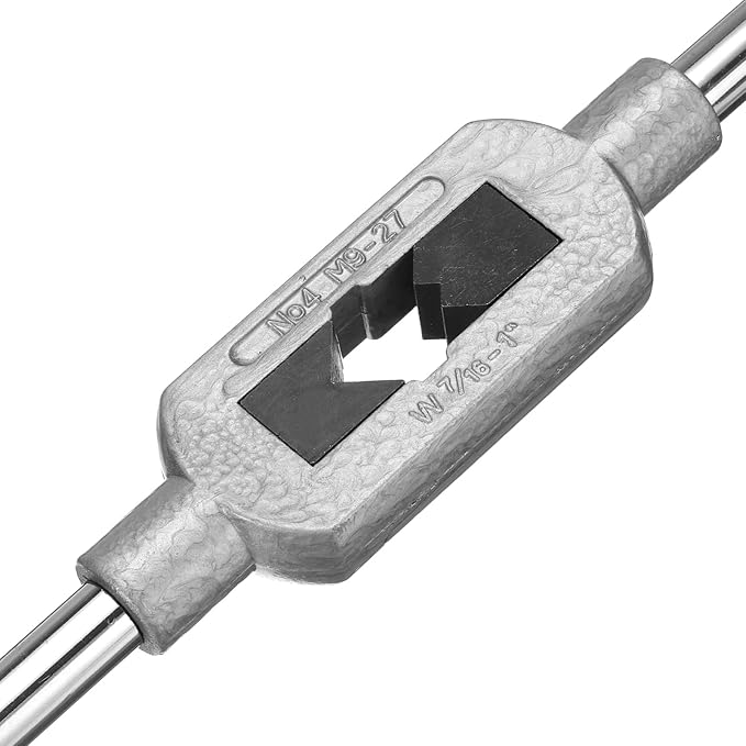 uxcell Adjustable Tap Wrench Handle, for Metric M9-M27 W7/16-1 Taps, Thread Tap Holder Reamer Hand Tapping Tool for Machinist Repair, Medium Carbon Steel Handle with Nickel Plated