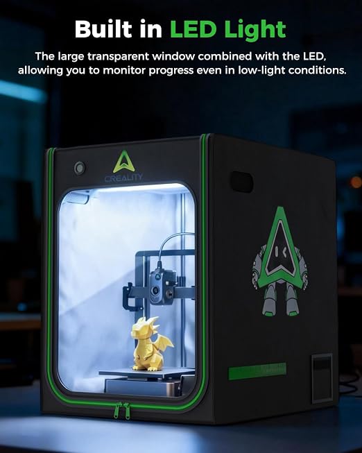Creality 3D Printer Enclosure with LED Lighting, with Ventilation Constant Temperature Fireproof Dustproof Protective Cover, 520*600*720mm 3D Printer Cover for Creality Hi/Ender 3 V3 SE/KE/Ender 3