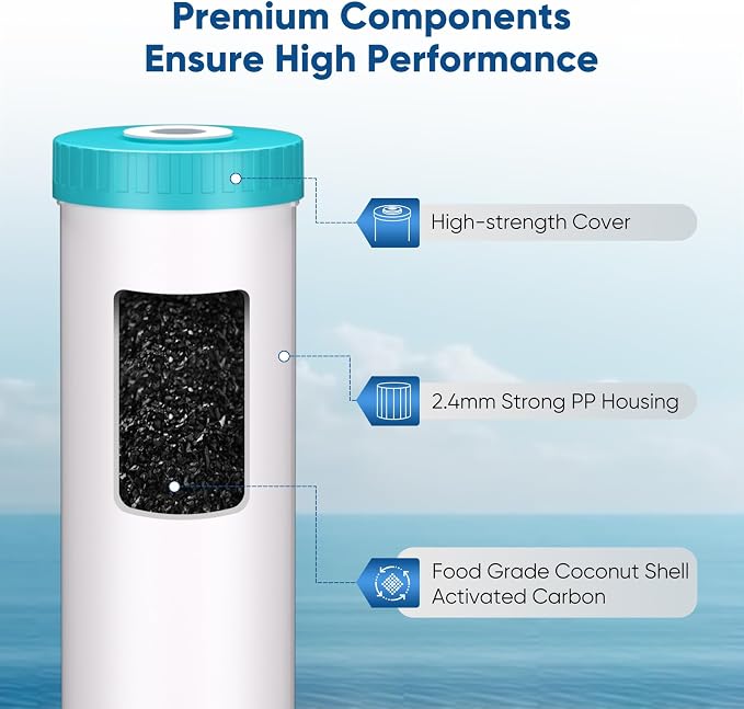 PUREPLUS 5 Micron 20" x 4.5" RFN20BB-C Whole House Granular Activated Carbon Water (GAC) Filter Replacement Cartridge, Replacement for GAC-20BB, FG25B-KS, FI-CAB20-BB, 1 Pack