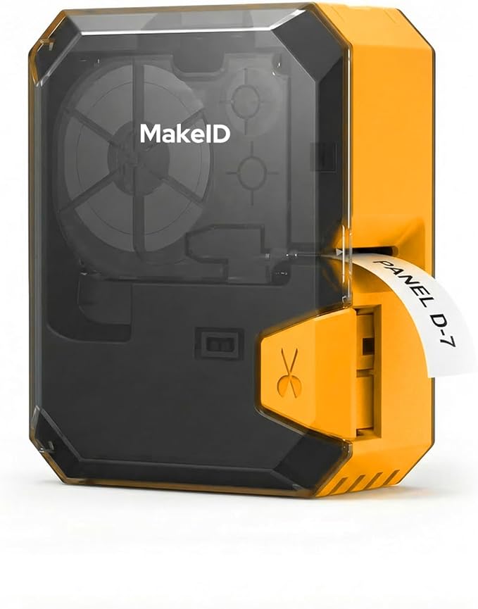 Makeid P31S Portable Industrial Label Printer, 1" Print Head, Bluetooth, Mobile/PC Software. Comes with 1 Roll 0.75" x 19.68ft Label, Harsh Environment Resistant, for Wire, Cable & Heat Shrink Tubes
