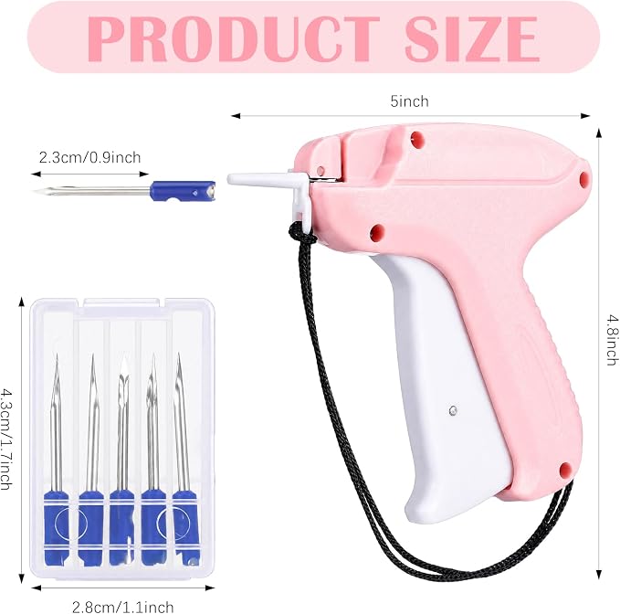 Honoson 3 Pieces Clothes Tagging Applicator Garment Tag Attacher Label Tagging Machine with 15 Pieces Steel Needles for Boutique Store Consignment Garage Yard Sale (Pink-White)