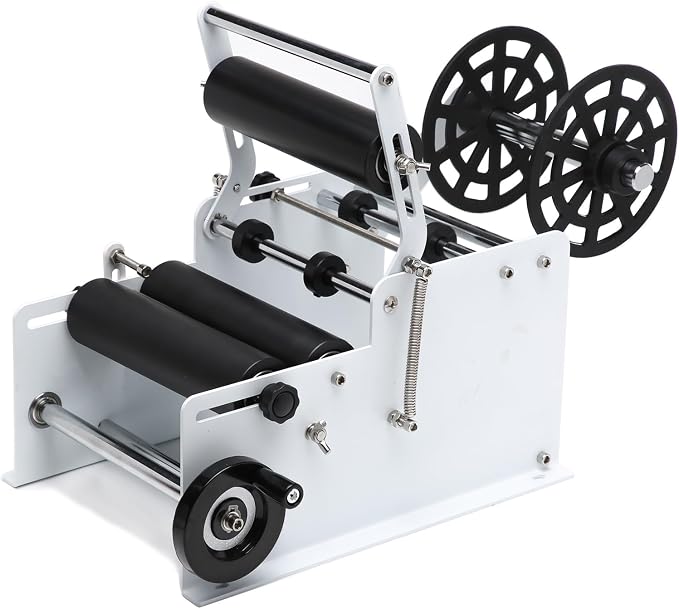 Manual Bottle Labeling Machine, Bottle Label Applicator for Round Bottles (Black)