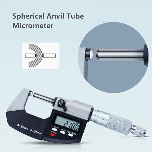 Digital Ball Anvil Micrometer with 0-1"/0-25mm Measuring Range Electronic Micrometer Measuring Tool, Inch/Metric