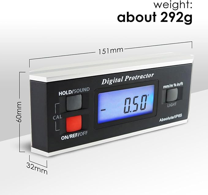 Digital Angle Finder Magnetic Protractor Inclinometer Angle Level Meter Tool Digital Protractor Bevel Gauge for Woodworking, Table Saw, Construction V-Groove 0~360 degree with Backlight
