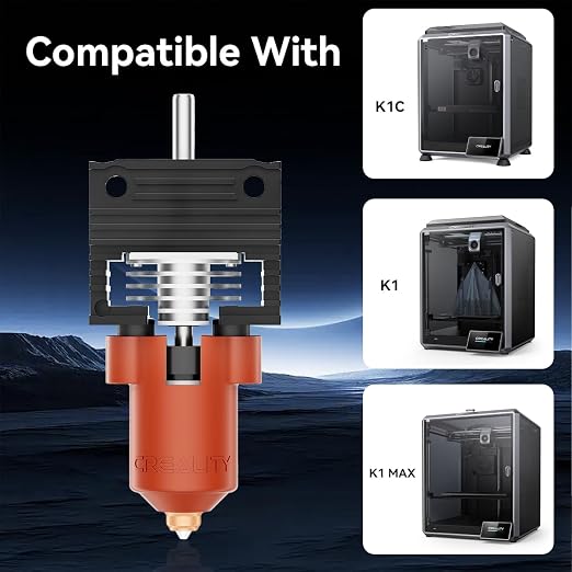Official Creality K1/K1 Max/K1C Hotend Upgrades Kit, Unicorn K1 Series Ceramic Heating Block, 3D Printers Hotend Integrated Quick-Swap Nozzle, 300°C High Temperature, 600mm/s (Terminal Without Buckle)