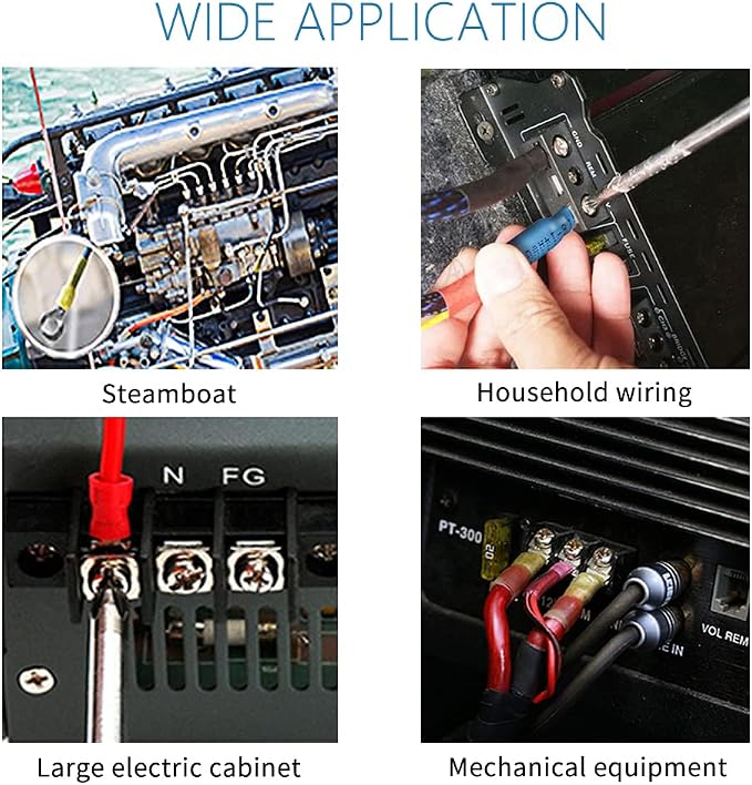 HKS 520PCS Heat Shrink Wire Connectors Kit 12-10 16-14 22-16 AWG - Tinned Red Copper - Ring Fork Spade Butt Splice Terminal (3Colors/21Size) - Marine Automotive Electrical Waterproof Insulated Crimp