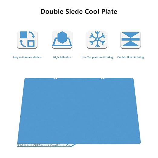 Kobra S1 Dual Side Low Temperature Cold Printing Build Plate, 3D Printer Double Sided Textrued Platform with Identification Code for Anycubic Kobra S1 Combo 264x276mm